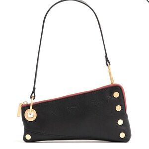 🆕✨HAMMITT Nash Pochette Black Red Zip Brushed Gold Leather Wrist Shoulder Bag